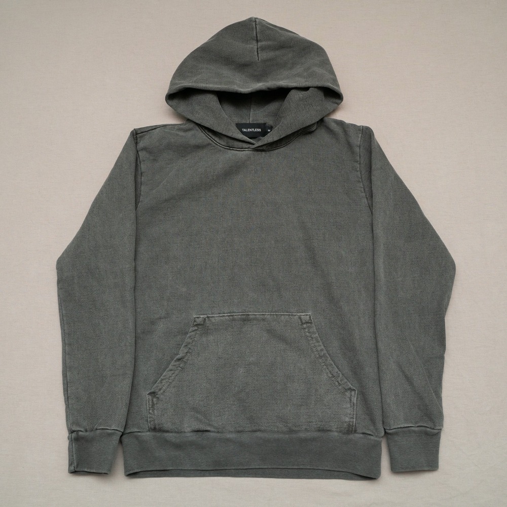 Talentless Hoodie Sweatshirt Mens Medium Faded Gray Heavyweight‎ Hooded Pullover